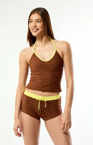 Brown Textured Margo Tank Bikini Top image number 1