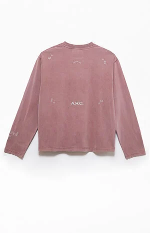 Rose Taupe Vintage Wash Heavyweight Oversized Long Sleeve T-Shirt image number 1