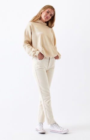 Cream Corduroy Mom Jeans image number 1