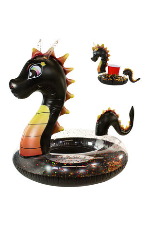 Inflatable 48" Black Glitter Dragon Pool Tube image number 1