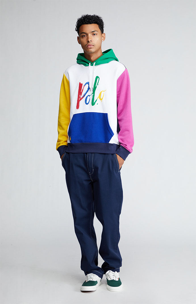 80s color store block hoodie