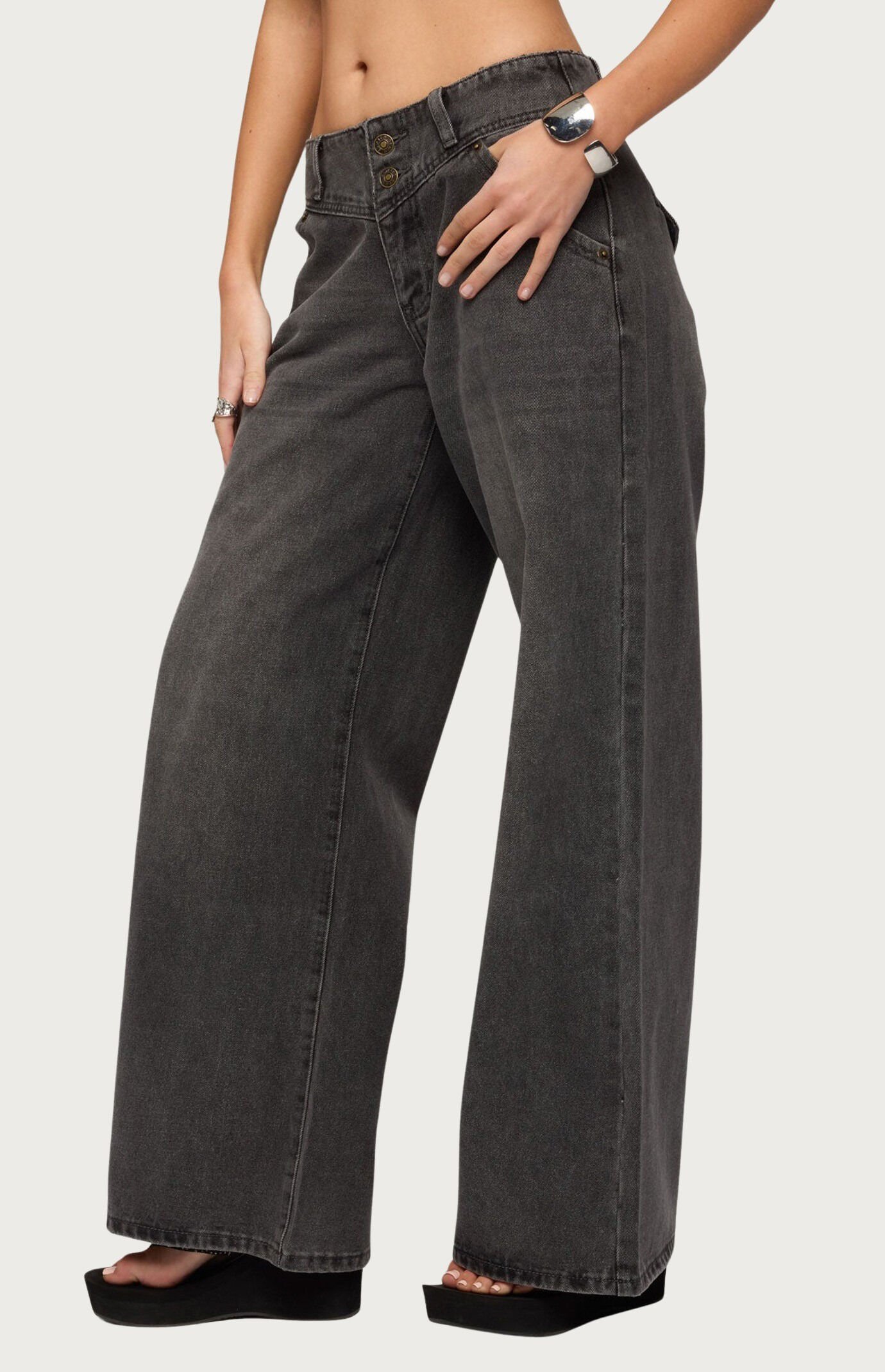 Edikted Meredith Low Rise Wide Leg Jeans