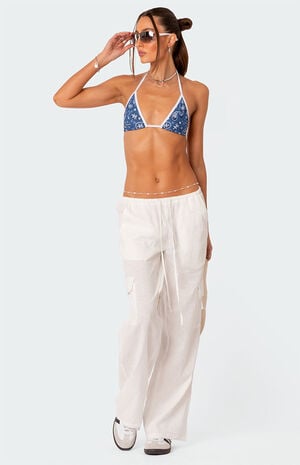 Lyric Linen Low Rise Cargo Pants image number 2