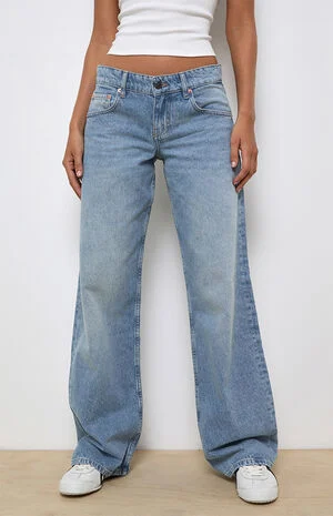 Light Blue Low Rise Parallel Straight Leg Jeans image number 2