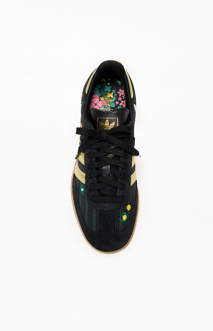 adidas Women's Black & Gold Floral Samba OG Sneakers | Pacsun