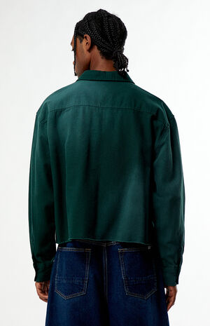 Pike Washed Green Cropped Long Sleeve Work Shirt image number 4