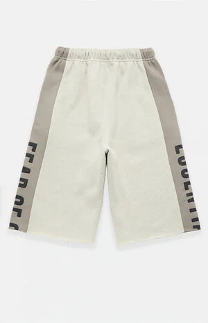 Vanilla Paneled Raw Cutoff Sweat Shorts image number 2