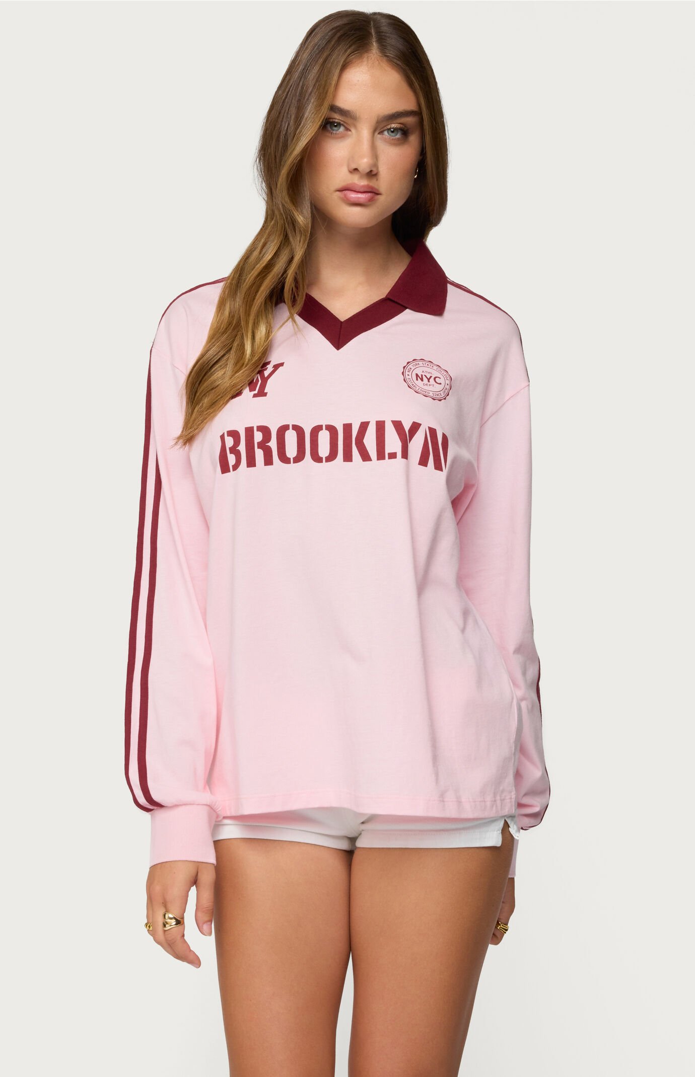 Edikted Brooklyn Contrast Oversized Polo Top