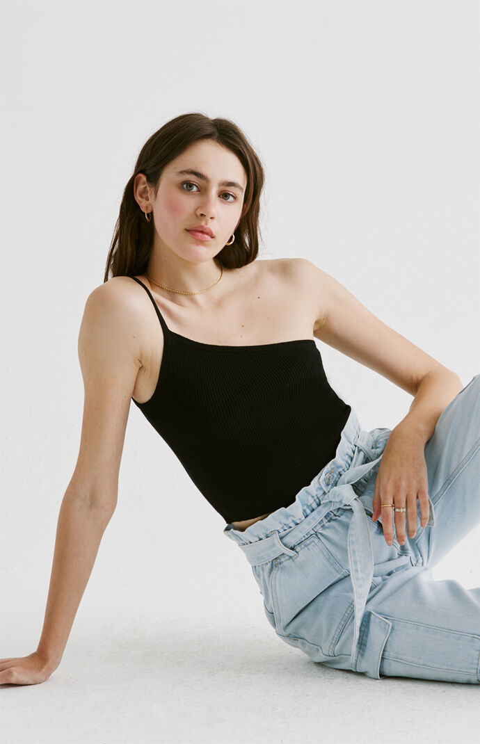 One Shoulder Sweater Tank Top