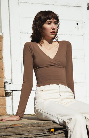 Brown Amara Long Sleeve Top image number 5