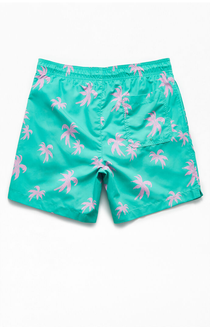 Pink Palms 16" Swim Trunks