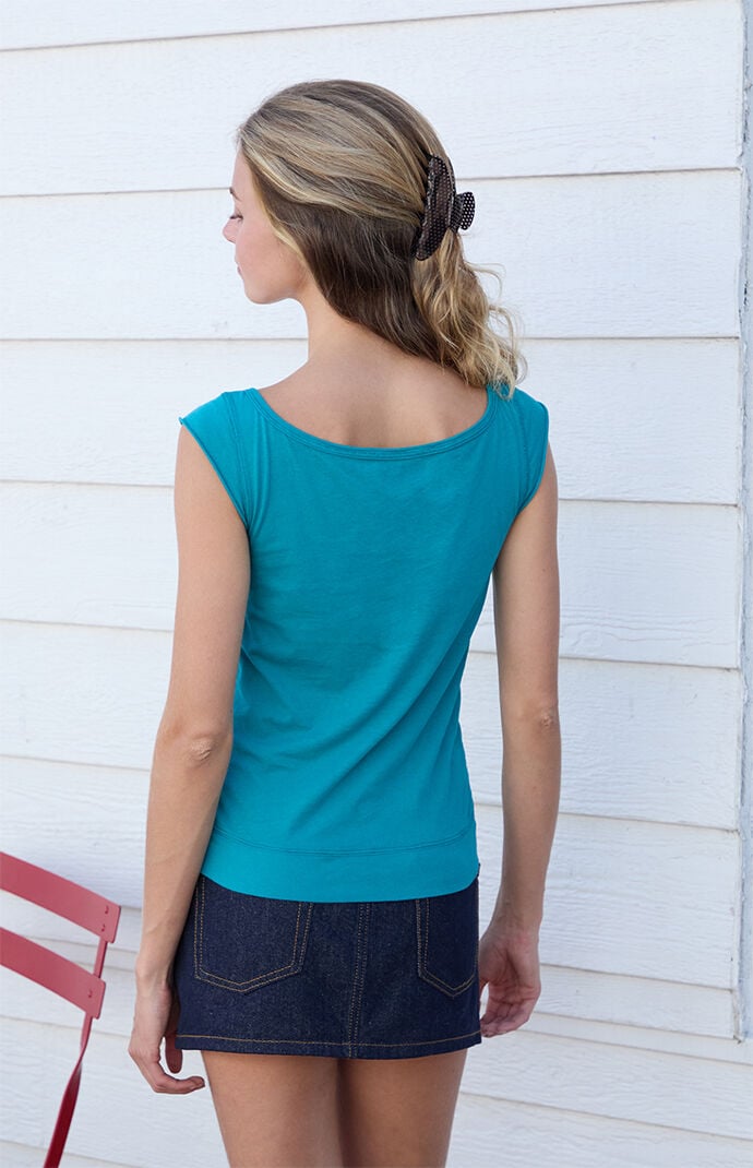 John Galt Emerald Zelly Button Tank Top