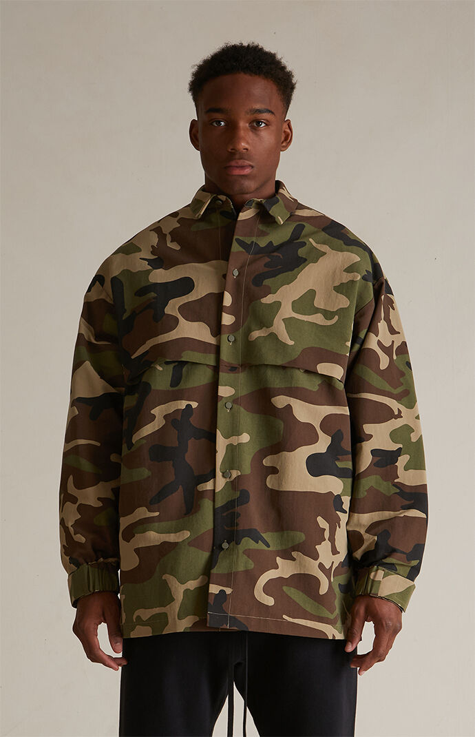 Fear of God Essentials Brown Military Nylon Overshirt Jacket
