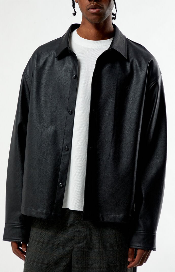 Pacsun Essex Faux Leather Long Sleeve Shirt