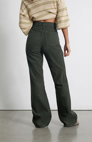 Green Corduroy High Waisted Bootcut Jeans image number 5