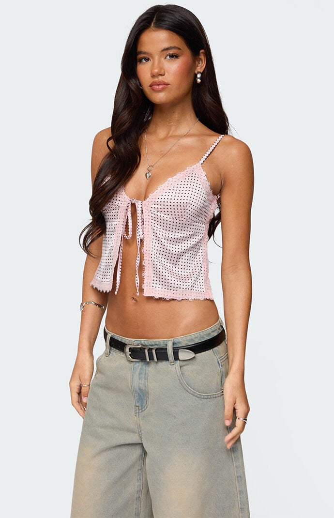 Edikted Backless Satin Effect Polka Dot Top