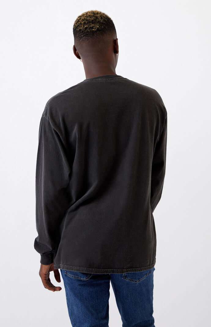 Black Vintage Wash Pocket Long Sleeve T-Shirt