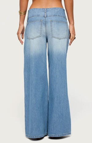 Wide Waistband Low Rise Baggy Jeans image number 3