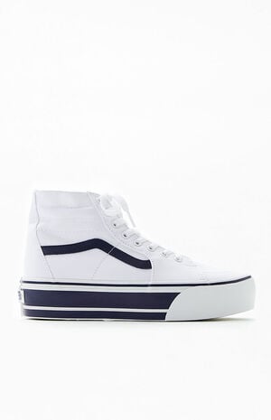 White & Navy Sk8-Hi Tapered Stackform Sneakers