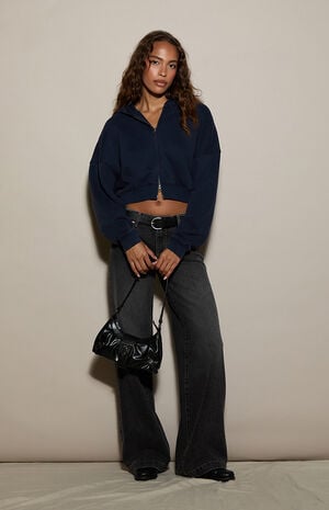 Ultra Soft Fleece Cropped Zip Up Hoodie image number 5
