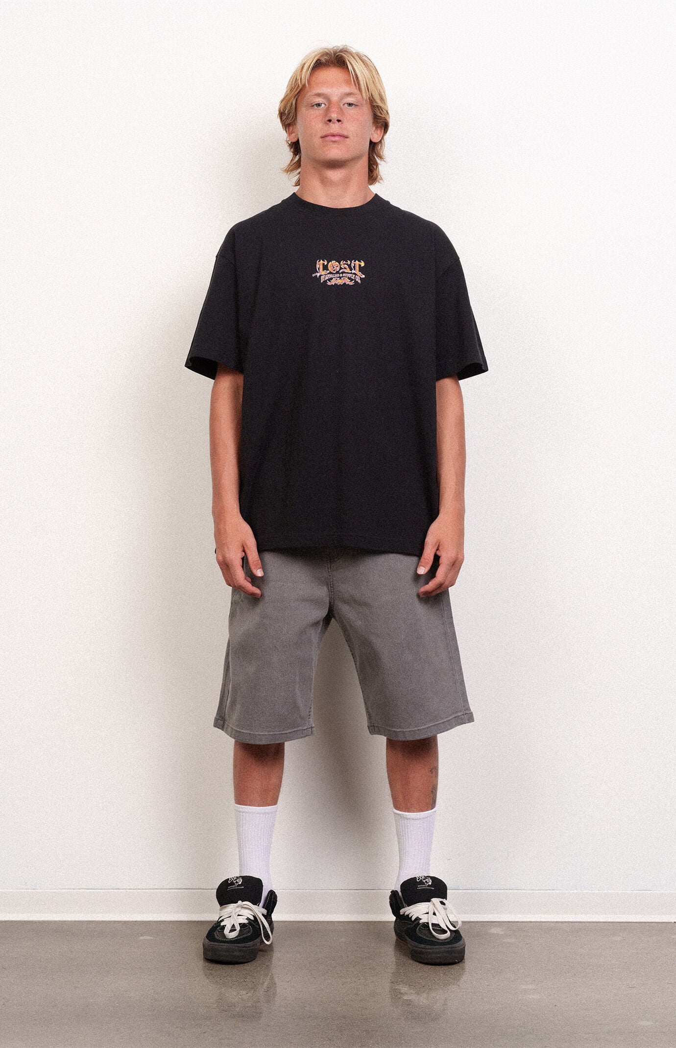 LOST Washed Black Dropout Denim Jorts