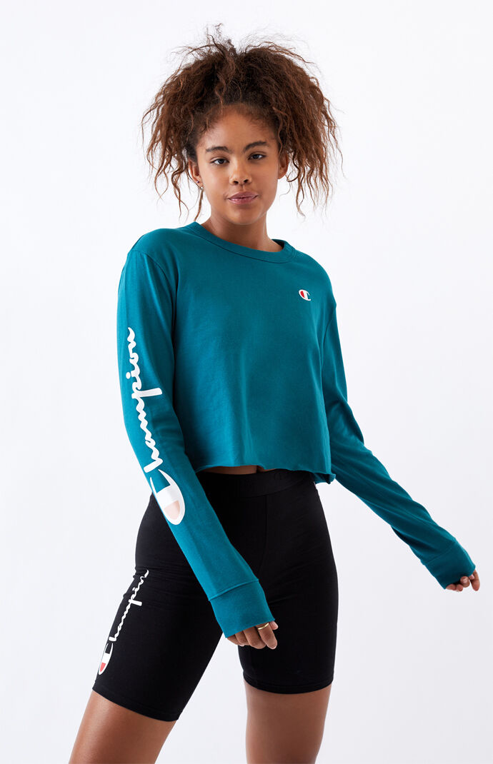 Jade Long Sleeve Boyfriend Crop T-Shirt