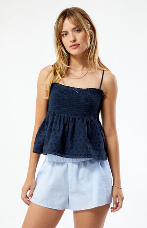 Ruched Bow Tie Babydoll Top image number 2