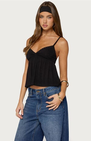 Belen Polka Dot Lacey Babydoll Top image number 2