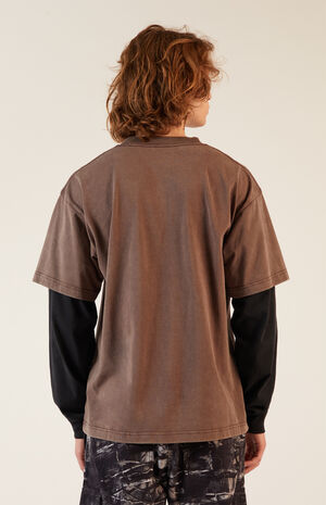 Brown Potassium Layered Long Sleeve T-Shirt image number 3