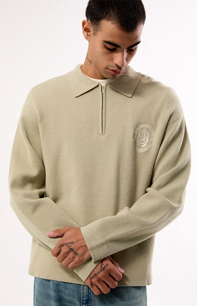 Pacsun Green Le Palais Quarter Zip Polo Sweater | Pacsun