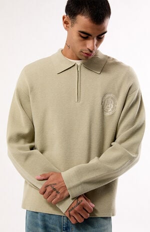 Green Le Palais Quarter Zip Polo Sweater image number 4