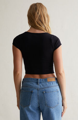 Fleur Cinched Short Sleeve Crop Top image number 4