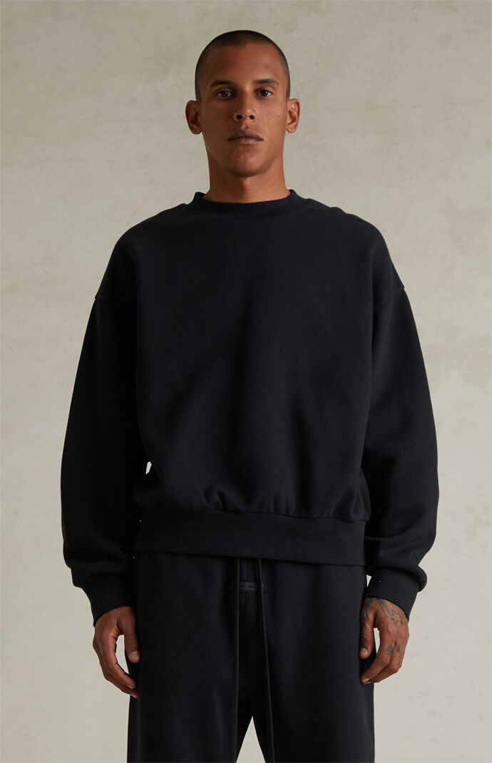Fear of God ESSENTIALS Jet Black Classic Fleece Crew Neck