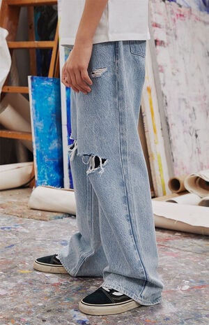 Eco Light Blue Ripped Baggy Jeans Eco Light Blue Ripped Baggy Jeans image number 3