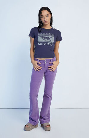Plum Corduroy&nbsp;Low Rise Bootcut Jeans image number 1