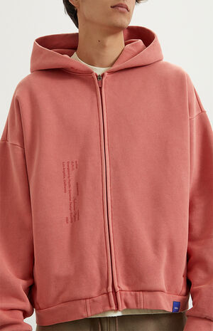 Red Vintage Wash Heavyweight Fleece Zip Up Hoodie image number 3