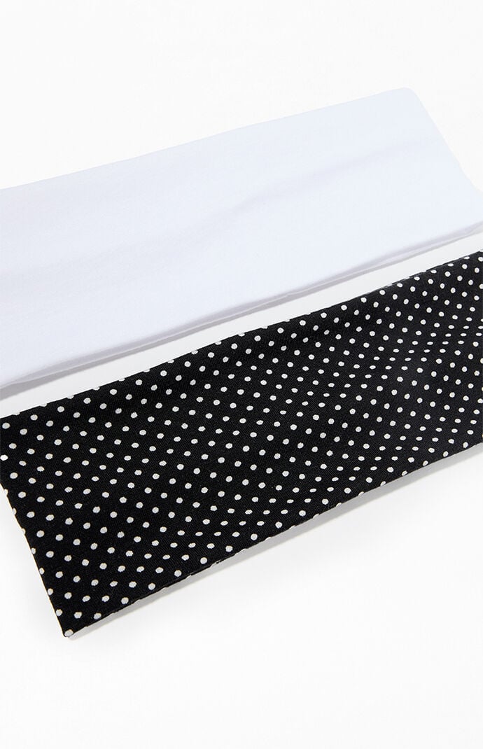 LA Hearts 2 Pack Solid & Dots Soft Headbands