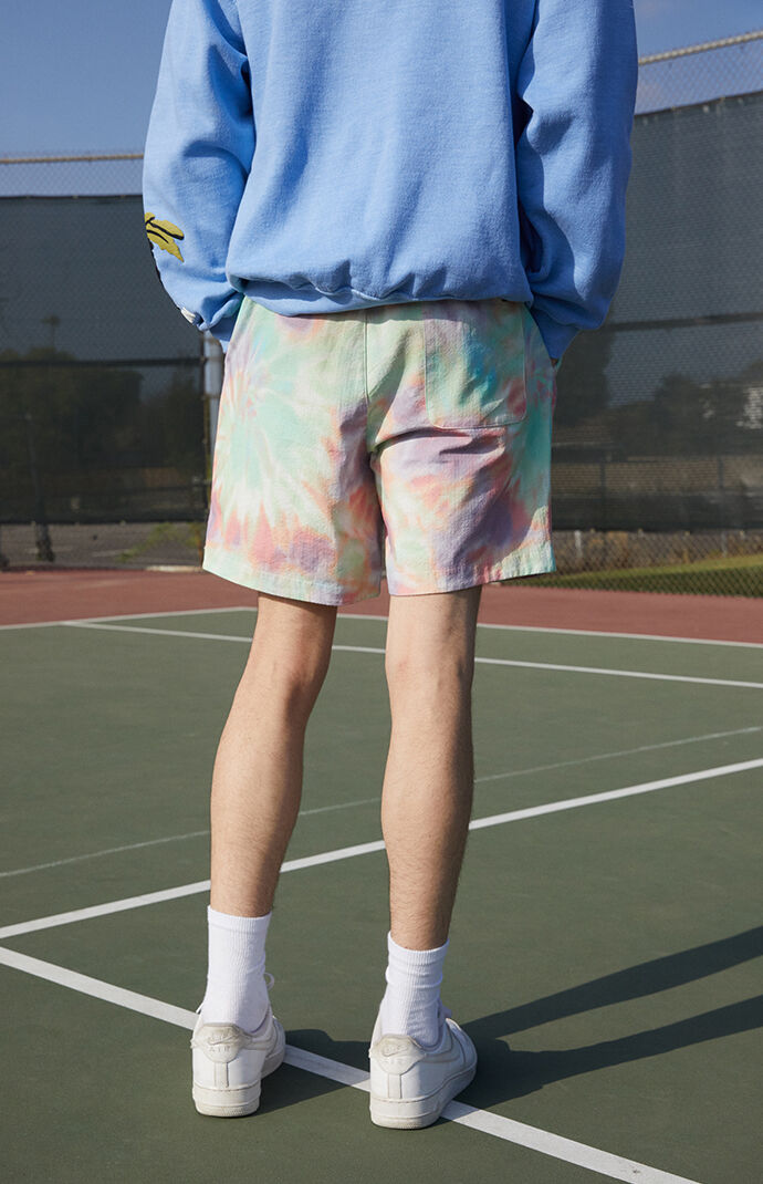 Tie-Dyed Seersucker Volley Shorts