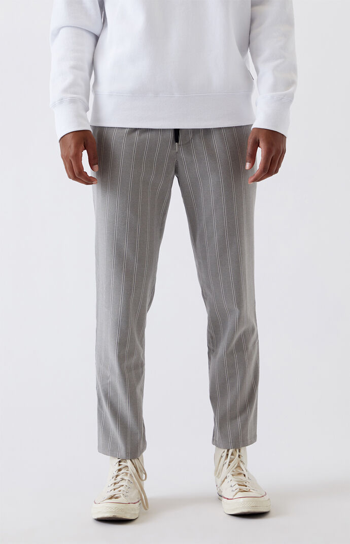 Gray & White Plaid Slim Fit Pants