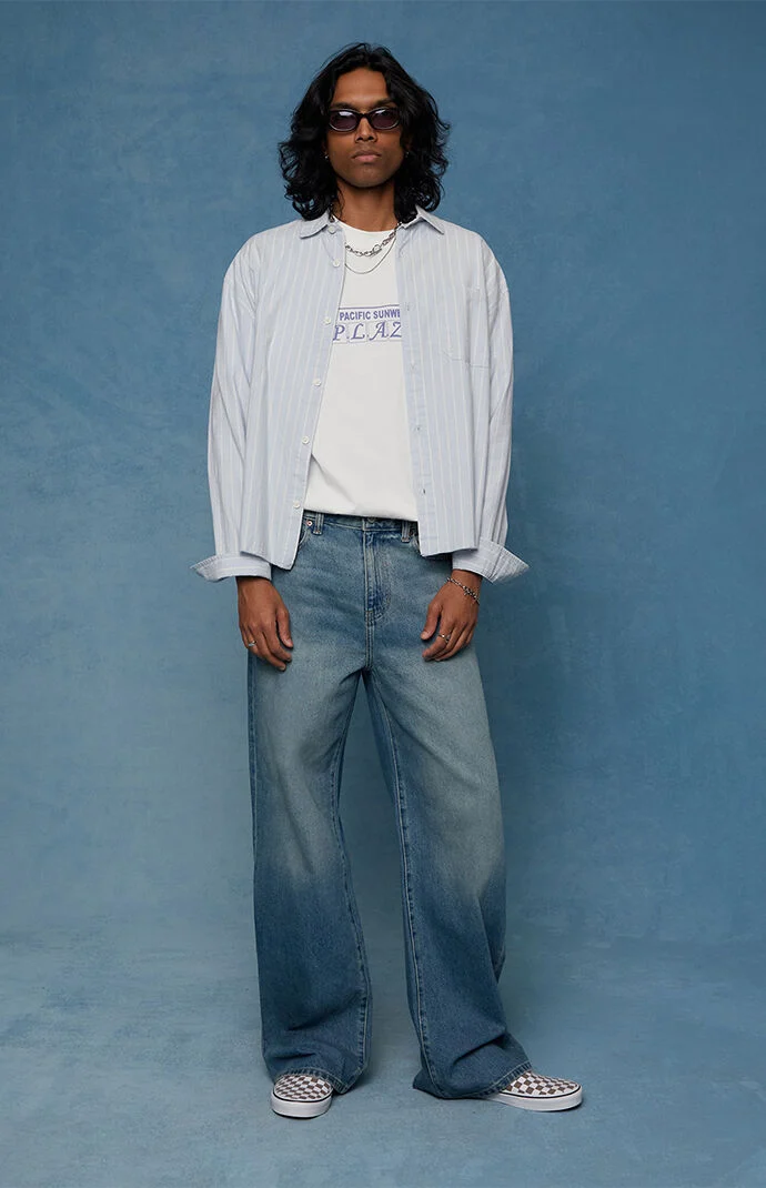 Pacsun Blake Extreme Baggy Jeans Medium Blue Tinted