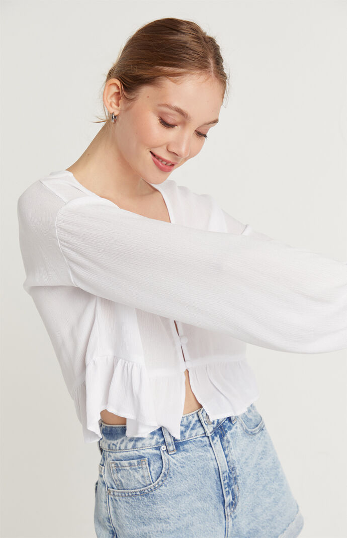 Long Sleeve Ruffle Hem Top