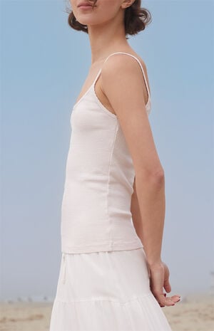 Pink & White Striped Bow Skylar Tank Top image number 2