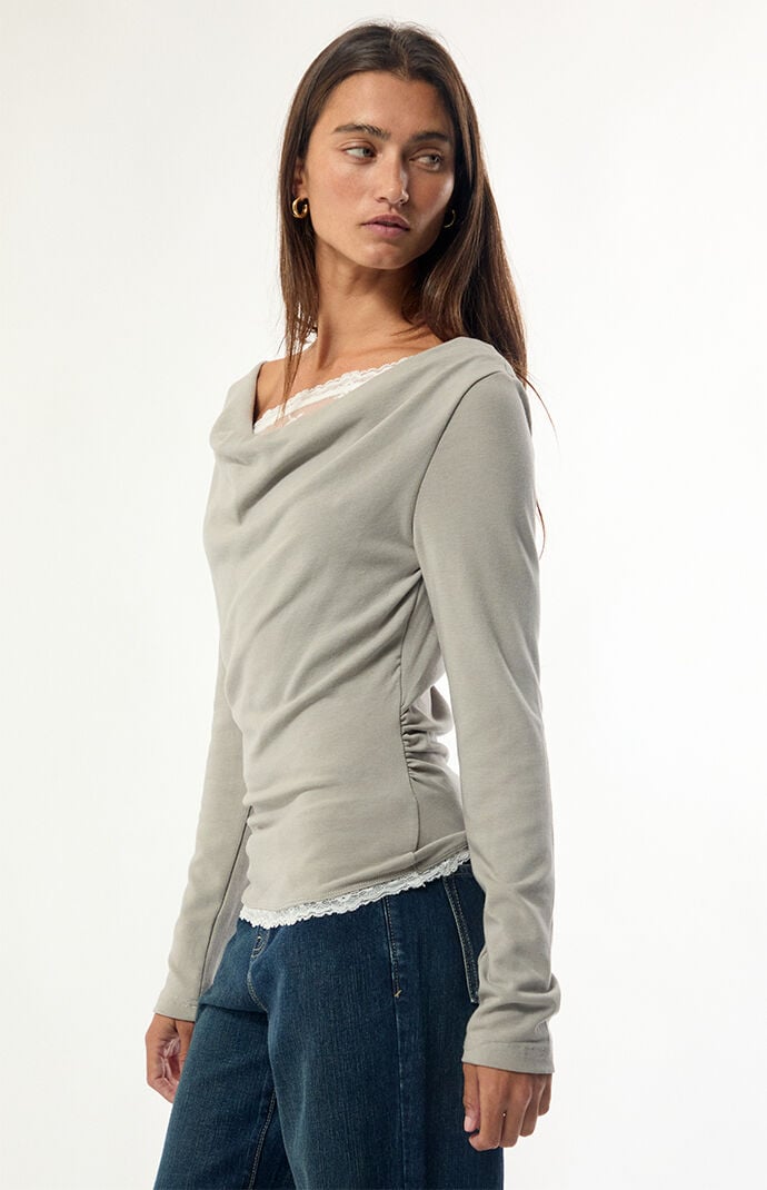 Daisy Street Layered Lace Long Sleeve Top
