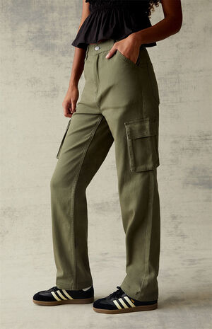 Olive Cargo Dad Pants image number 1