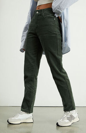 Green Corduroy Mom Jeans image number 3