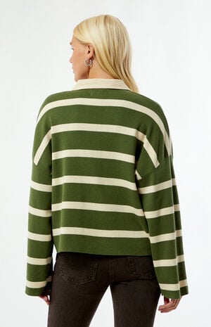 Striped Rugby Polo Knit Sweater image number 4