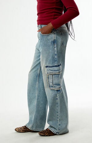 Baggy Jeans Frayed Cargo Medium Blue image number 3