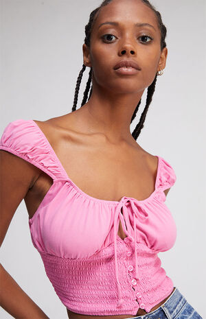 Smocked Button Down Top image number 2