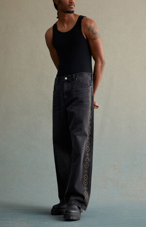Black Studded Extreme Baggy Jeans image number 1