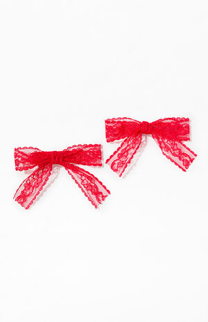 2 Pack Gracie Lace Bow Clips image number 1